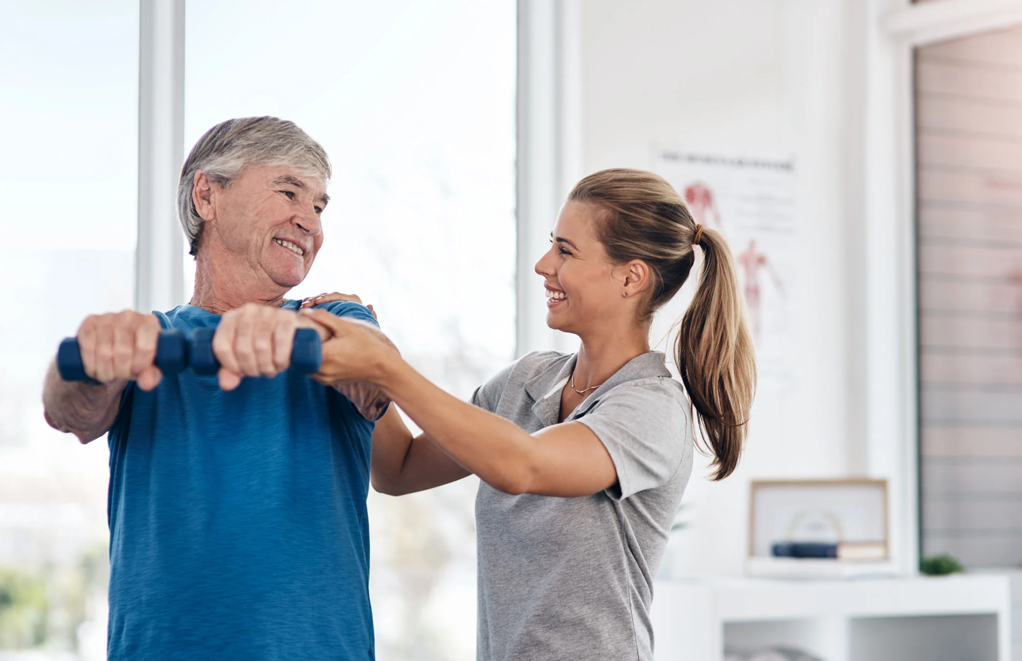 Mobile physiotherapist conducting a home visit with an older adult under the Support at Home program in Sydney.
