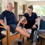 Elderly Australian receiving in-home physiotherapy support under CHSP